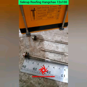 (50 pcs) Sekrup Roofing Kuning 12x100 & Baut Baja Ringan 10CM
