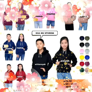 Sweater Hoodie Anak-Anak Laki-Laki & Perempuan Gratis Border Nama Suka-Suka