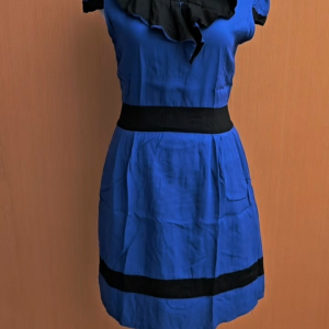 mini midi dress wanita birel biru elektrik RYTON cewek M L lengan pendek santai