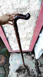 Tongkat Jalan Kayu Galih Asem Motif Payung Profil Bubut D22