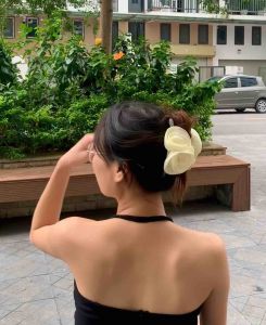 Cỡ lớn 13cm kẹp tóc hoa hồng xếp ly cặp tóc nhựa sau đầu thanh lịch cho nữ