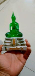 หลวงพ่อโสธร (ฐานหินอ่อนลาย สีเขียว) พระพุทธรูปคู่บ้าน ตั้งบูชาฐาน 3นิ้ว ภายในบรรจุด้วยพระแก้วมรกต