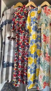 Daster Kerah Kemeja Full Kancing Panjang Dibawah Lutut Sebetis Motif Viral Kekinian Bahan Adem Bumil Busui