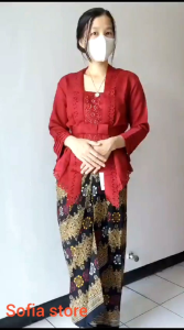 Atasan Kebaya Kutubaru Moderen Laser Cut Amora Warna Merah Maron Kebaya Modern Kartini