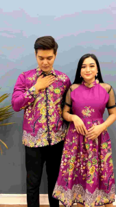dress cheongsam ungu teratai - dress pesta - dress batik modern