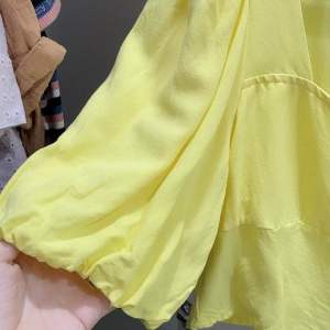 Yellow Square neck puff sleeve top