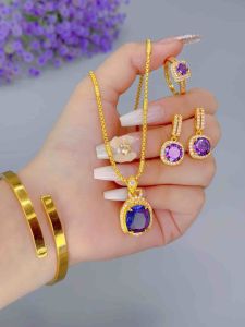 Emerald Sugar Zircon Pendant With Collarbone Chain Fashion Necklace Jewelry Jewelry Sets