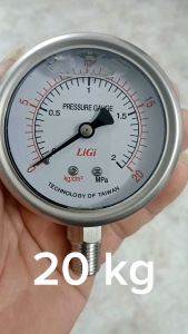 Đồng hồ đo áp suất nước hơi khí nén Từ 0 đến 20kgf/cm2 mặt 63mm có dầu LiGi