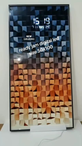 jam dindimg digital led suhu tgl motif abstrak mewah uk 100x50
