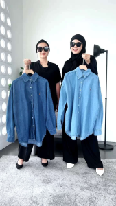 Kemeja Wanita Jeans Denim Cozie Terbaru Oversize Jumbo Bigsize