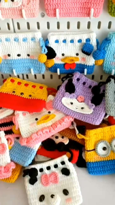 ปอม กระเป๋าถักหูรูด 9x10.5cm กระเป๋าหูรูด กระเป๋า