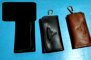 Dompet STNK lipat tiga kulit asli Mitsubishi / Dompet Gantungan kunci mobil motor
