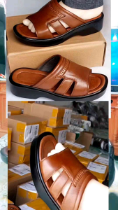 dép da bò trung tuổi  đế nhẹ cao 2.5cm đến 4cm