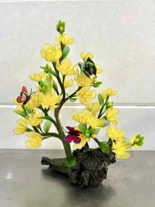Chậu hoa mai vải voan