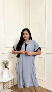 Daster Polos Jumbo Bahan Crinkle Ld 120 Busui Baju Wanita Murah Resleting Depan