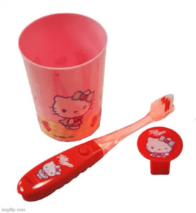 Dr.Phillips แปรงสีฟันเด็ก แปรงสีฟันจับเวลา ชุดแปรงเด็กไฟกระพริบคิตตี้ Hello kitty สำหรับเด็กอายุ3ปีขึ้นไป Toothbrush set