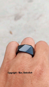 Cincin Batu Giok Black Jade Original Asli Aceh Cutting Segi Tiga