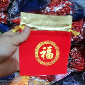 túi nhung đỏ dây rút in chữ phúc( giá 10 chiếc)