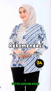 Pakaian Wanita Blus Kombinasi Modern Regular Fit Katun Formal Atasan Batik Variasi Kerja Kantor Nyaman Panjang Casual Atasan Wanita Kekinian