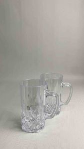 GL-16 (6 pcs / 1 lusin) - Cangkir Plastik Mika Bening Polin 400 ml Gelas Plastik Bening Polin