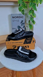 Eguar - Sandal Pria wanita Slop Selop Slip On/Sandal Original Brand Distro Kekinian Sandal selop Pria murah Sandal Slop Cowok Cewek Traveling Sendal Cewek Keren Empuk