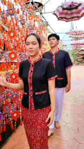 เสื้อภูไทแขนสั้นชาย แต่งขิดทอมือ