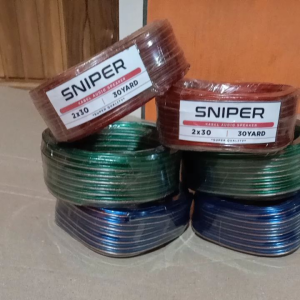kabel listrik serabut dobel 1 rooll 2x30 30 yard. merk sniper warna random