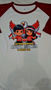 kaos anak-anak cewek  sablon 17 agustus KE 80/ Kaos Raglan Anak Perempuan /kaos anak lengan 3\4 \kaos oblong