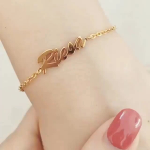 Gelang Ukir Nama Sendiri Bisa Anak & Dewasa Gold Lapis Emas Anti Karat (Bisa Bayar Ditempat)