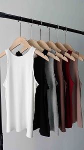 เสื้อแขนกุด ทรงแขนเว้า ผ้าเรย่อนเนื้อนิ่มเด้ง