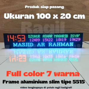 Jam Digital Masjid Full Color Ukuran 100 x 20 cm - Jadwal Sholat Digital