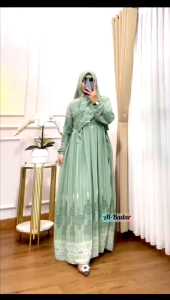 GAMIS SYARI SET HIJAB SEGI EMPAT JUMBO KANCING DADA