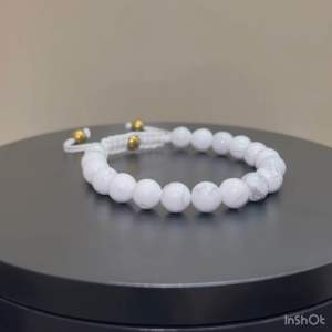 CW Manila - VESTA Bracelet - 8 mm Howlite Stones with Hematite - Semi-Precious Stones Adjustable Bracelet