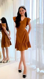 Kids Dress for Girls | Ruffle Sleeve A-Line Dress with Waist Tie | Cute Stylish Kids Outfit