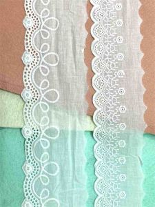 Ren vải kate màu trắng đục 7cm-9cm dùng trang trí quần áo thời trang.