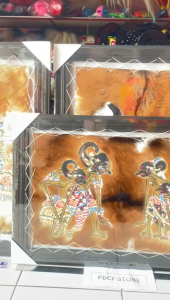 HIASAN DINDING WAYANG PANDAWA KULIT ASLI 70CM X 50CM BINGKAI KAYU
