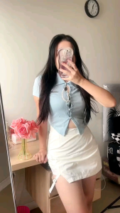 (S-XXL) Asimetri strip skort korean celana rok highwiast wanita 290S