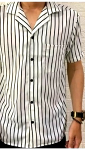 kemeja lenagn pendek motif salur wolvis