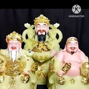 [ BỘ 3 ÔNG - PHÚ QUÝ ] THẦN TÀI THỔ ĐỊA PHÚ QUÝ +THẦN TIỀN XANH NGỌC [ COMPOSITE + BỘT ĐÁ ]