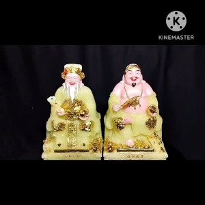 [ Cao 20 cm ] TƯỢNG THẦN TÀI  THỔ ĐỊA MÀU XANH NGỌC - CHẤT LIỆU BỘT ĐÁ