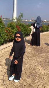 Abaya set hijab Lebaran 2025 anak tebaru / Abaya jersey anak lengan betwing /Gamis anak set hijab lucu