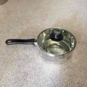 PANCI SUSU / SAYUR STAINLES 16.18cm TUTUP KACA