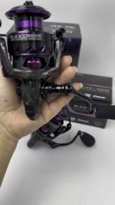 1 สีดำ/ม่วง มีเบอร์ 1000-4000 บอดี้กราไฟท์แข็งแรง รอกสวย รอกตกปลา, รอกสปิน