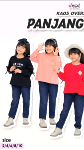 Baju Kaos Panjang Anak Perempuan Oversize K-pop Edition Yang Lagi Viral Estimasi 2-8 Tahun