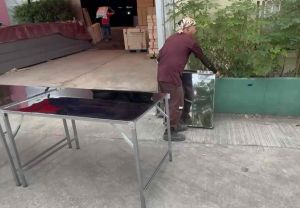 ST150 โต๊ะพับ topสแตนเลส พับขอบ ผลิตเองในไทย รุ่นอัพเกรด ถูกและดี มีอยู่จริง Made in Thailand