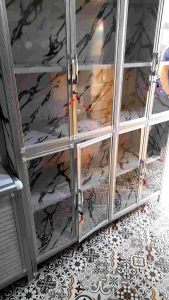 ตู้อลูมิเนียมอเนกประสงค์ 150 CM 8 ประตู โครงเหล็กหุ้มอลูมิเนียม