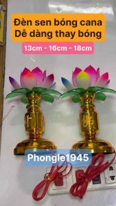 ( Combo 1 cặp ) Đèn thờ cúng HOA SEN dùng bóng trái ớt ( thay bóng dể dàng )