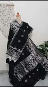 Songket Silungkang Full Kristal Premium Hitam Silver: Aksesoris Pesta & Acara