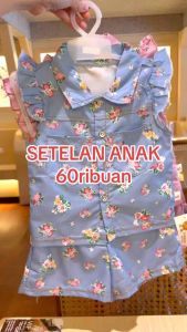 [1-5th] SETELAN ANAK PEREMPUAN MODEL KEMEJA CELANA PENDEK CASUAL SPORTY (SET BUNGA KECIL)