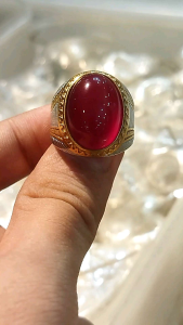 Cincin Batu Akik Red Barron Ring Titanium Mewah